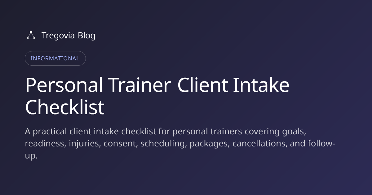 Personal Trainer Client Intake Checklist