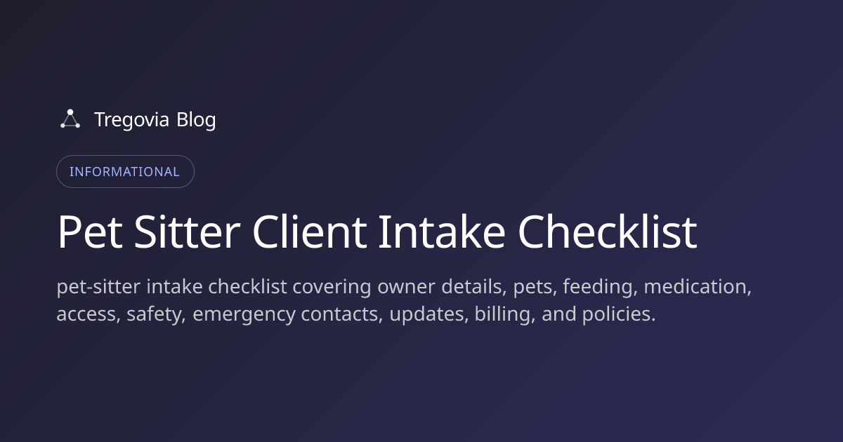 Pet Sitter Client Intake Checklist