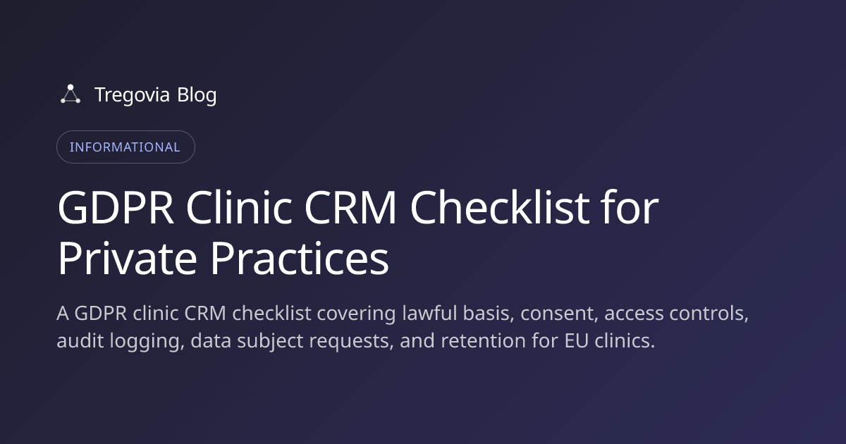 GDPR Clinic CRM Checklist for Private Practices